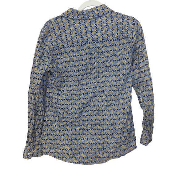 J. McLaughlin Lois Button Down Pineapple long sleeve blouse. Size Medium - Picture 2 of 4